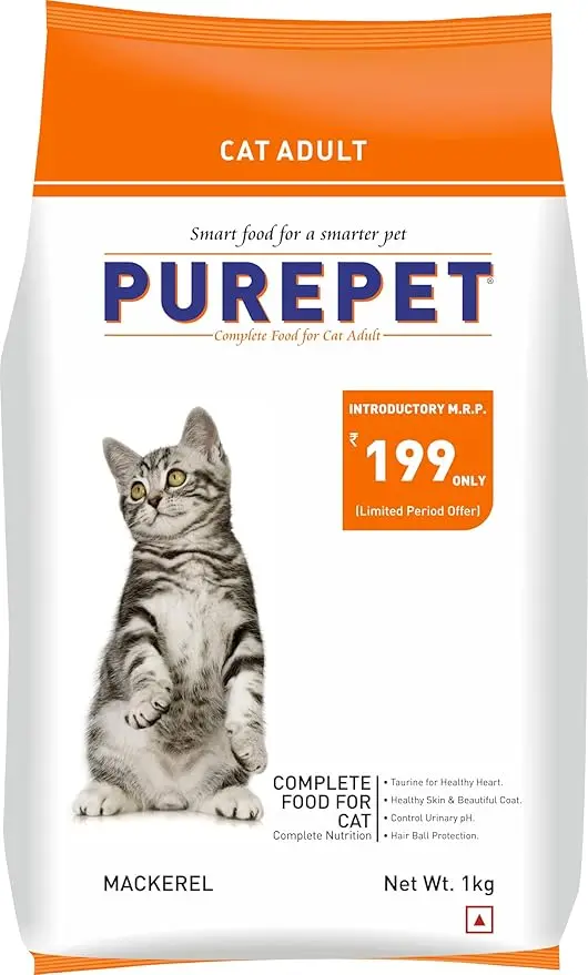 Purepet Adult Dry Cat Food Mackerel Flavour, 1.2 kg Pack