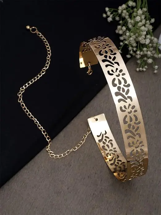 Adjustable Metal Plate Type Golden Kamarband Waist Belt For Pets