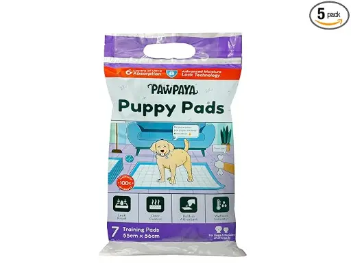 Pawpaya Training Pads for Dogs and Puppies, Leak-Proof, Ultra Absorbent, Quick Dry Surface, Odour Neutralizer, 7 Pads Each